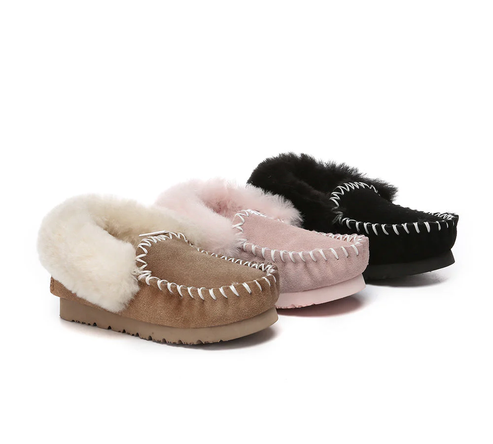 australian shepherd ugg slippers kids sheepskin wool ankle popo moccasin