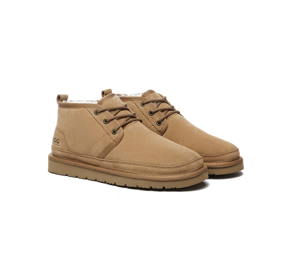 australian shepherd ugg boots men sheepskin wool ankle lace up casual leonard