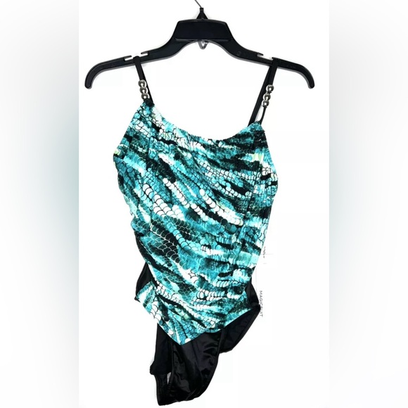 Magicsuit Women’s Black/Blue Multi Slimming One Piece Swimsuit Size 12