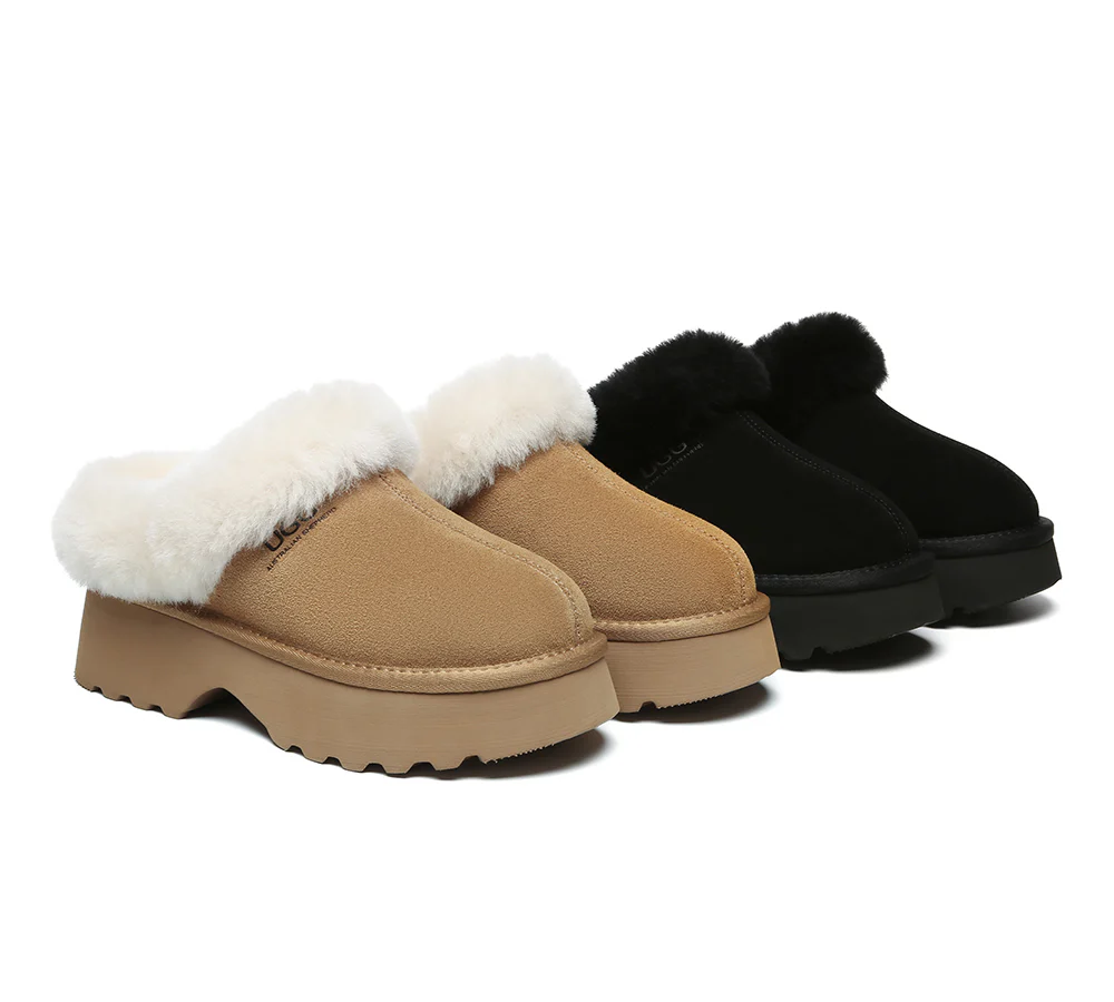 australian shepherd ugg slippers sheepskin wool ankle chunky platform murray