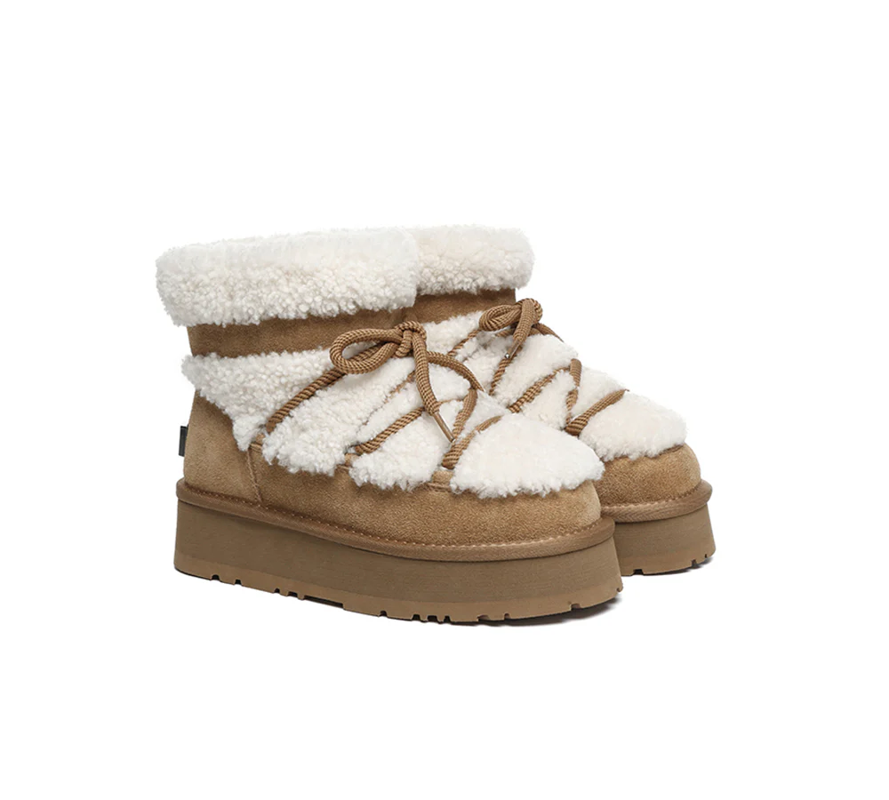 ugg everau ugg boots women sheepskin wool ankle platform short carmen