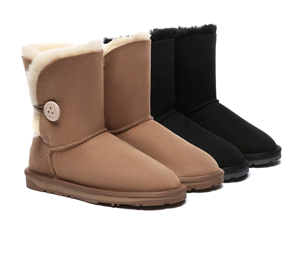 ugg everau ugg boots double faced sheepskin wool short button uea3003