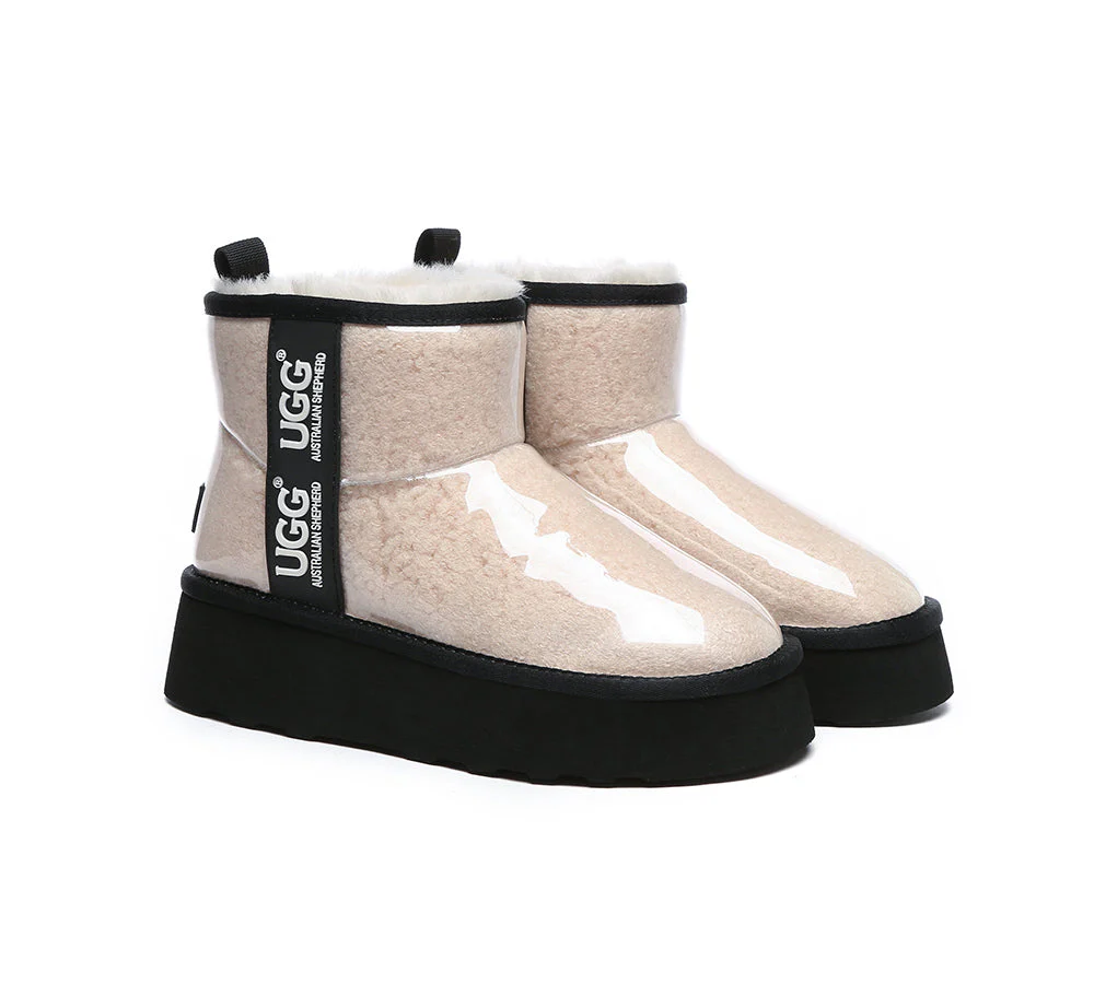 australian shepherd ugg boots women clear waterproof shearling coated classic platform