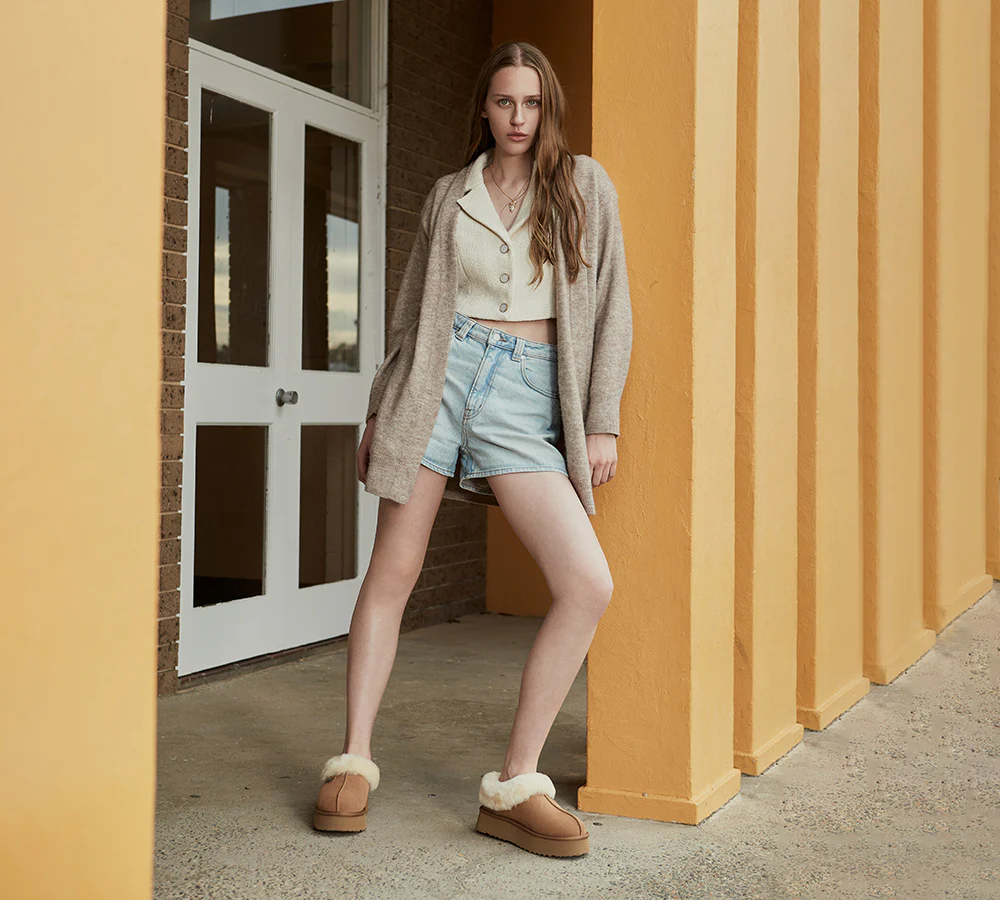 ugg everau ugg slippers women sheepskin wool collar ankle platform gabri
