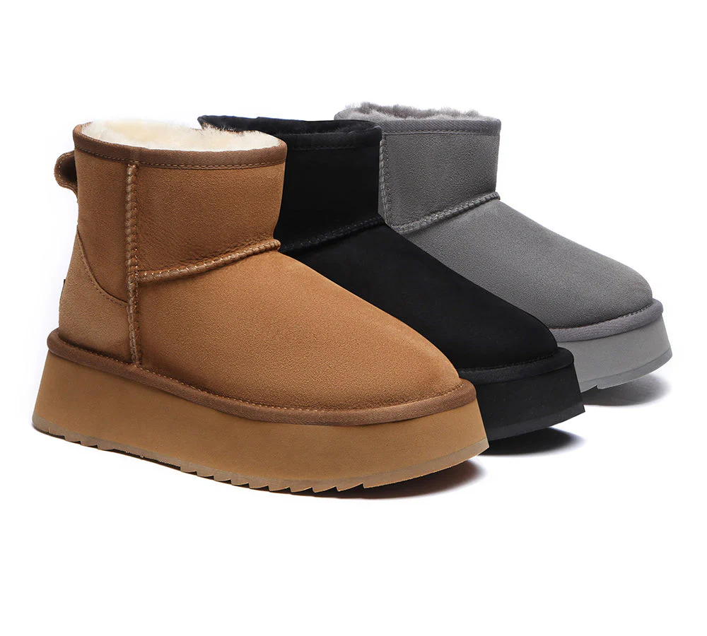 australian shepherd ugg boots sheepskin wool platform thick bottom mini classic