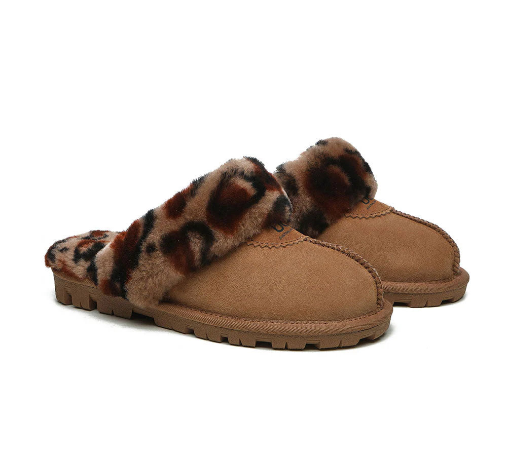 australian shepherd ugg slippers women double face sheepskin wool leopard print