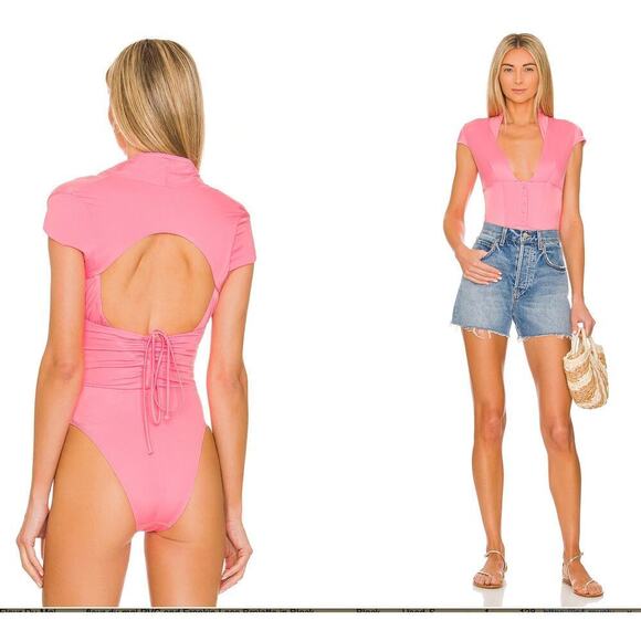 Hah Revolve One Piece Swimsuit Had Me at Hello Barbie Retro Preppy Beach Pink S