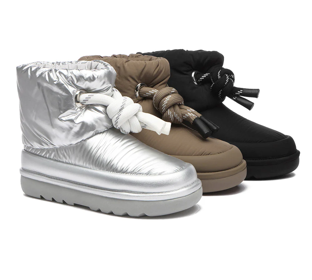 everau ugg boots women sheepskin wool waterproof adjustable drawstring ankle delabra