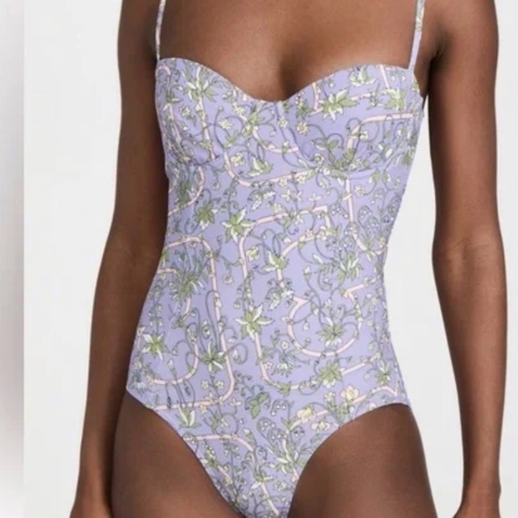 NEW Tory Burch Printed Underwire One-Piece - Lilac Garden Medallion (Size Small)
