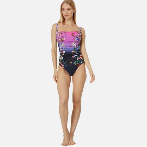 Johnny Was Ruched One-Piece (Multi) Women's One-Piece Swimsuit Size S and L