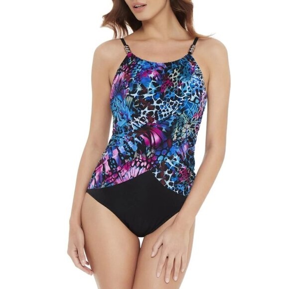 NWT Magicsuit Women's Blue Social Butterfly Lisa Print One-Piece Swimsuit