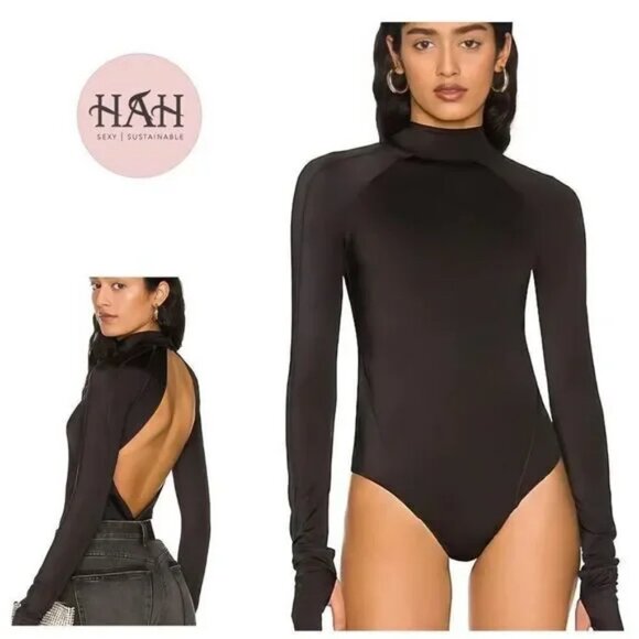 NWT WE ARE HAH Anthropologie Gloves Off Long-sleeve Swimsuit Bodysuit M MSRP$288
