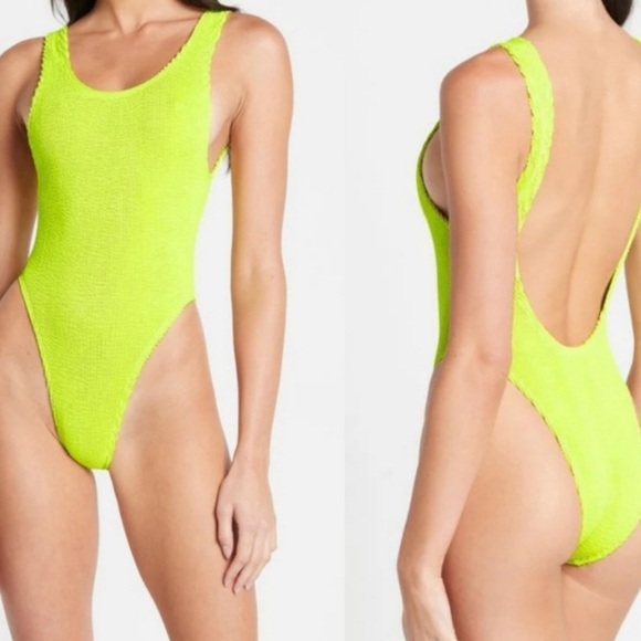 New Bond Eye Maxam One Piece Tank Swimsuit Sunny Lime Eco Crinkle Fabric NWT