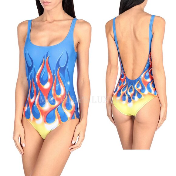MOSCHINO SWIM SWIMSUIT FLAME PRINT ONE PIECE BATHING SUIT sz IT 1 US 32 / XS