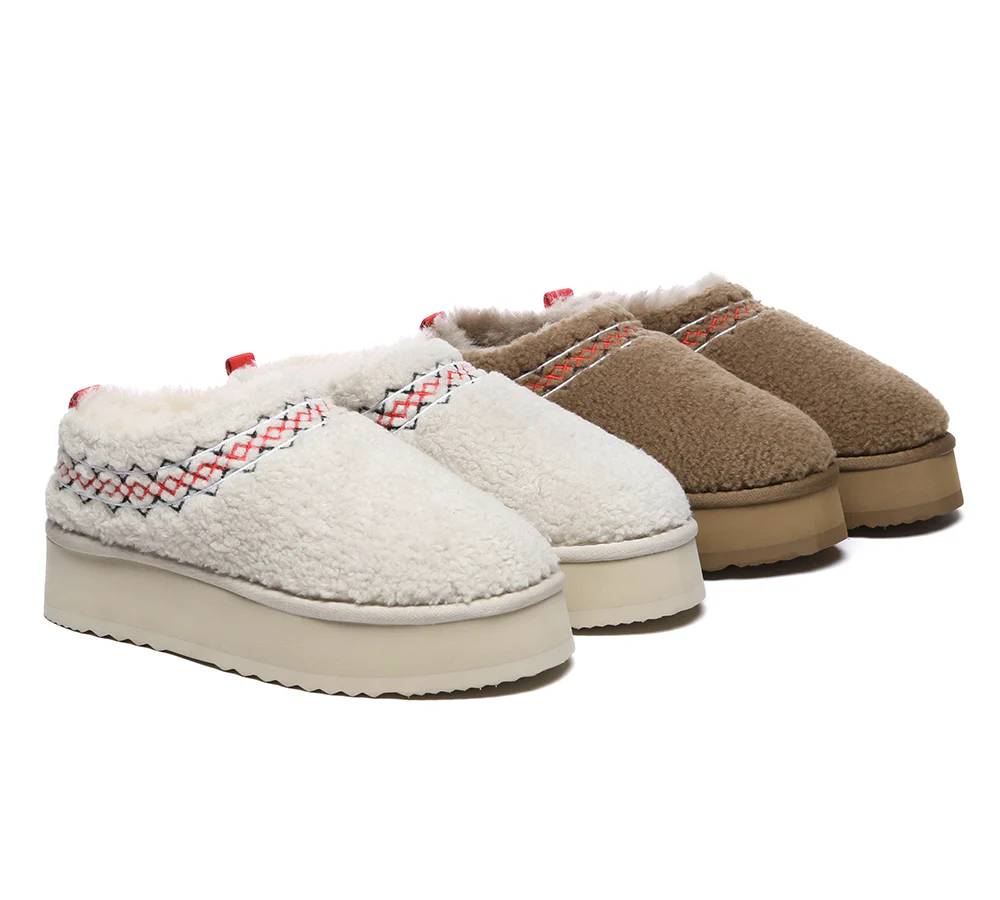 australian shepherd ugg slippers sheepskin wool plush ankle platform madge