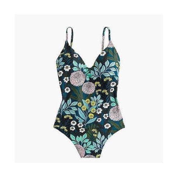 NWT-6-J.Crew X Abigail Borg ruched back one-piece swimsuit in prairie moonlight