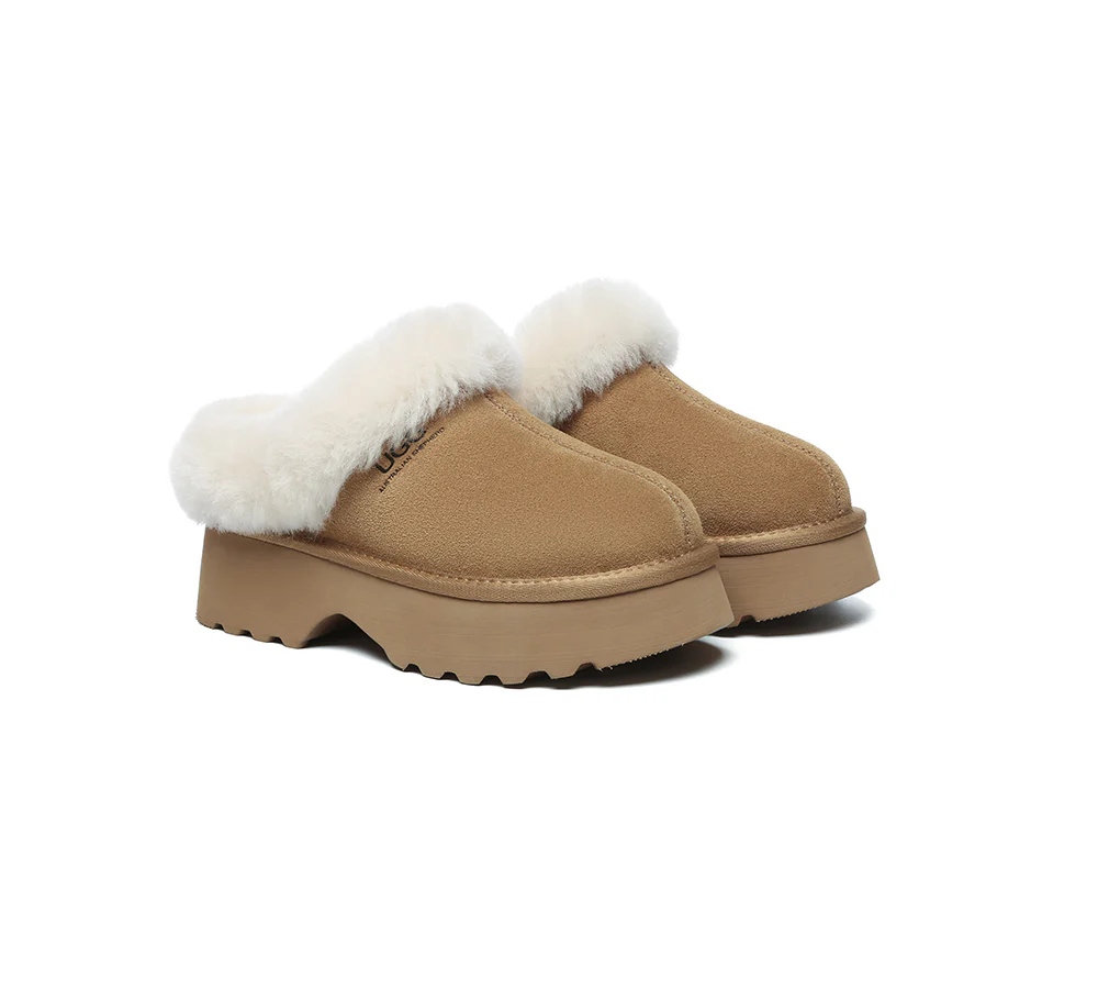 australian shepherd ugg slippers sheepskin wool ankle chunky platform murray