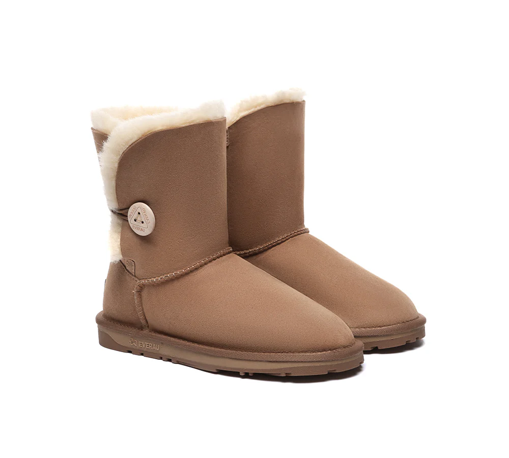 ugg everau ugg boots double faced sheepskin wool short button uea3003