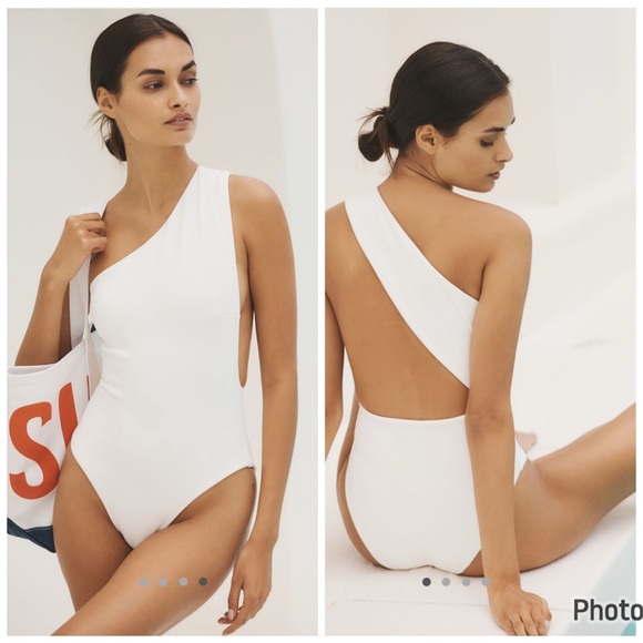 Anthropologie Haight Luisa Crepe Swimsuit Ivory Cream Small One Piece