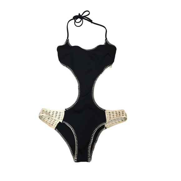 Victoria’s Secret Rare The Surf Black & Crochet Monokini Small VS S htf