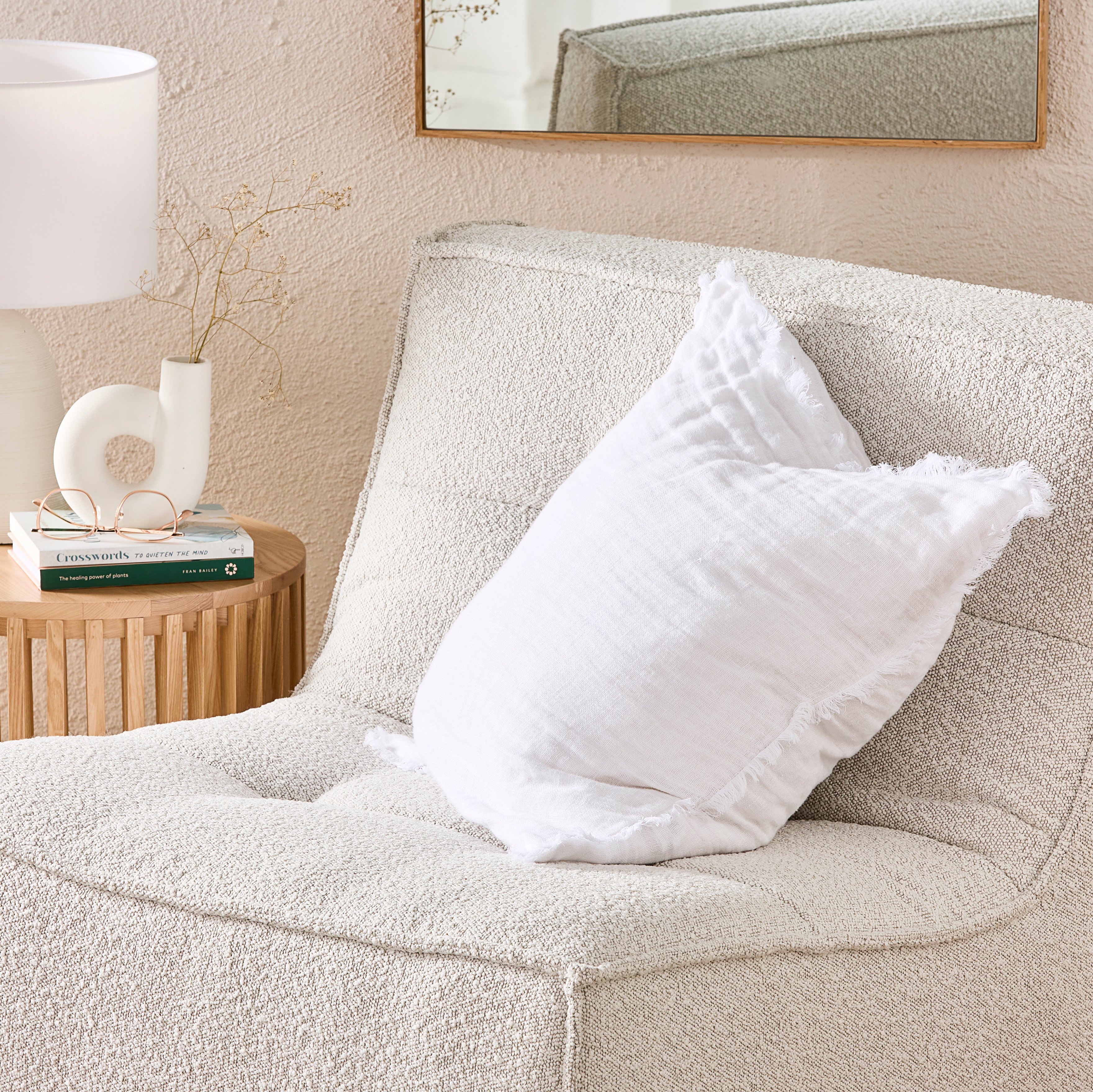 Suri White Linen Cushion