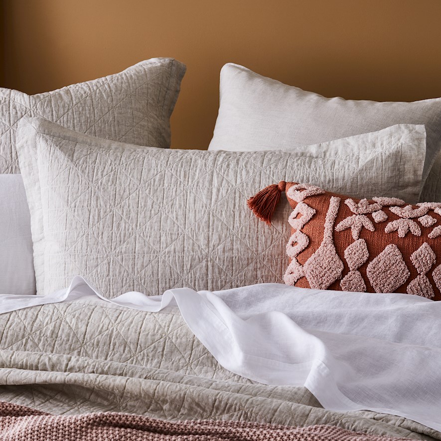 Vintage Washed Linen Linen Quilted Pillowcase