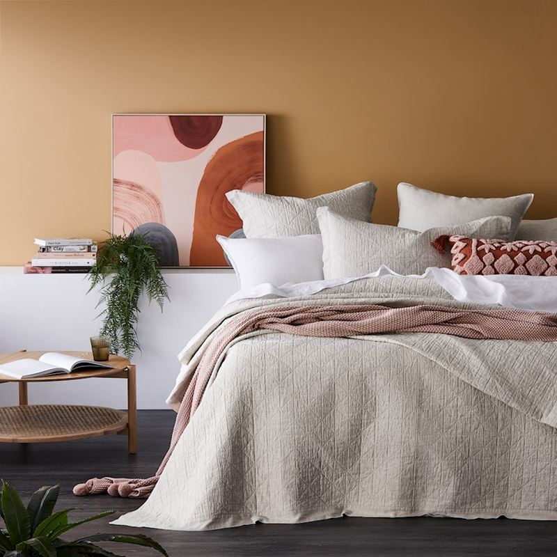 Vintage Washed Linen Linen Quilted Pillowcase