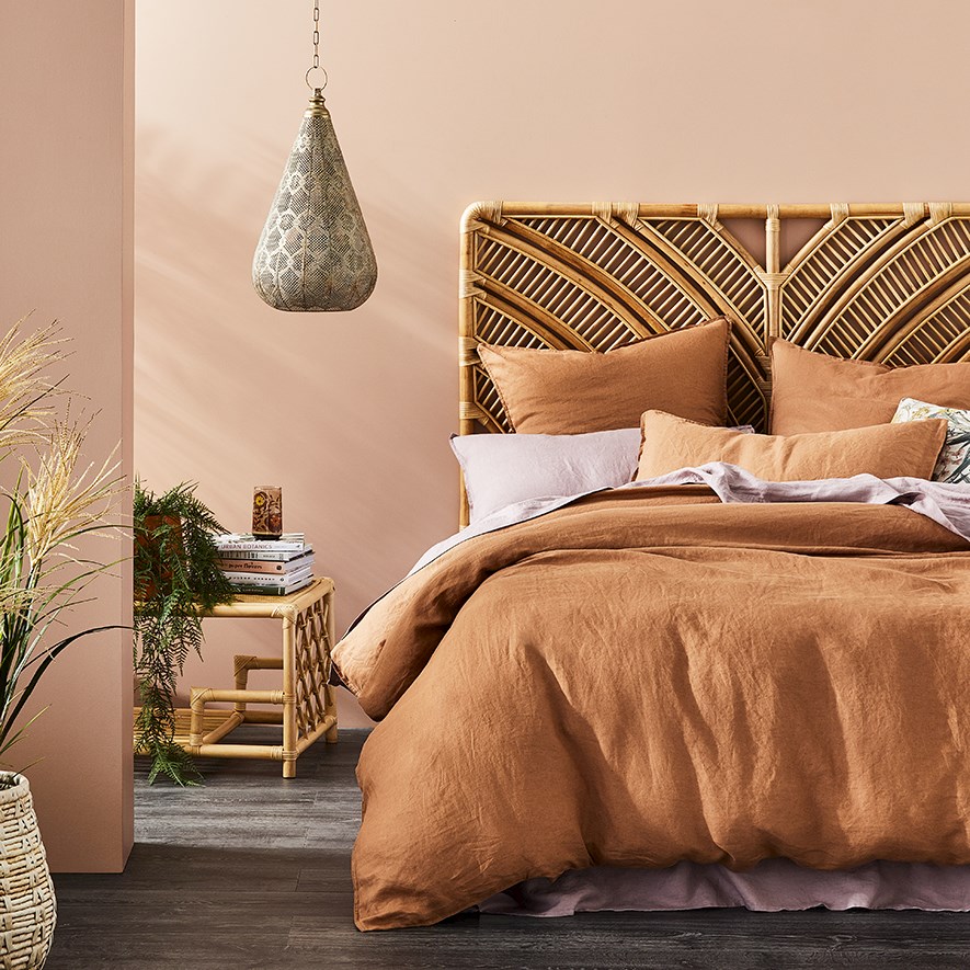 Vintage Washed Linen Caramel Quilt Cover Separates