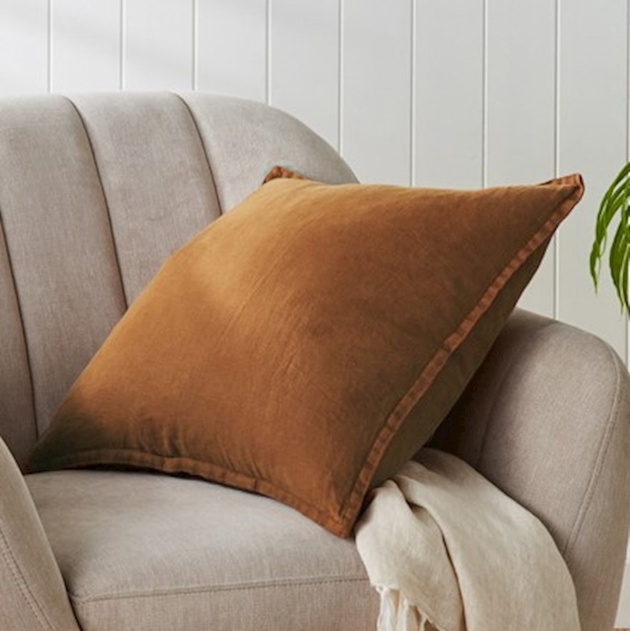 Belgian Brown Sugar Vintage Washed Linen Cushion