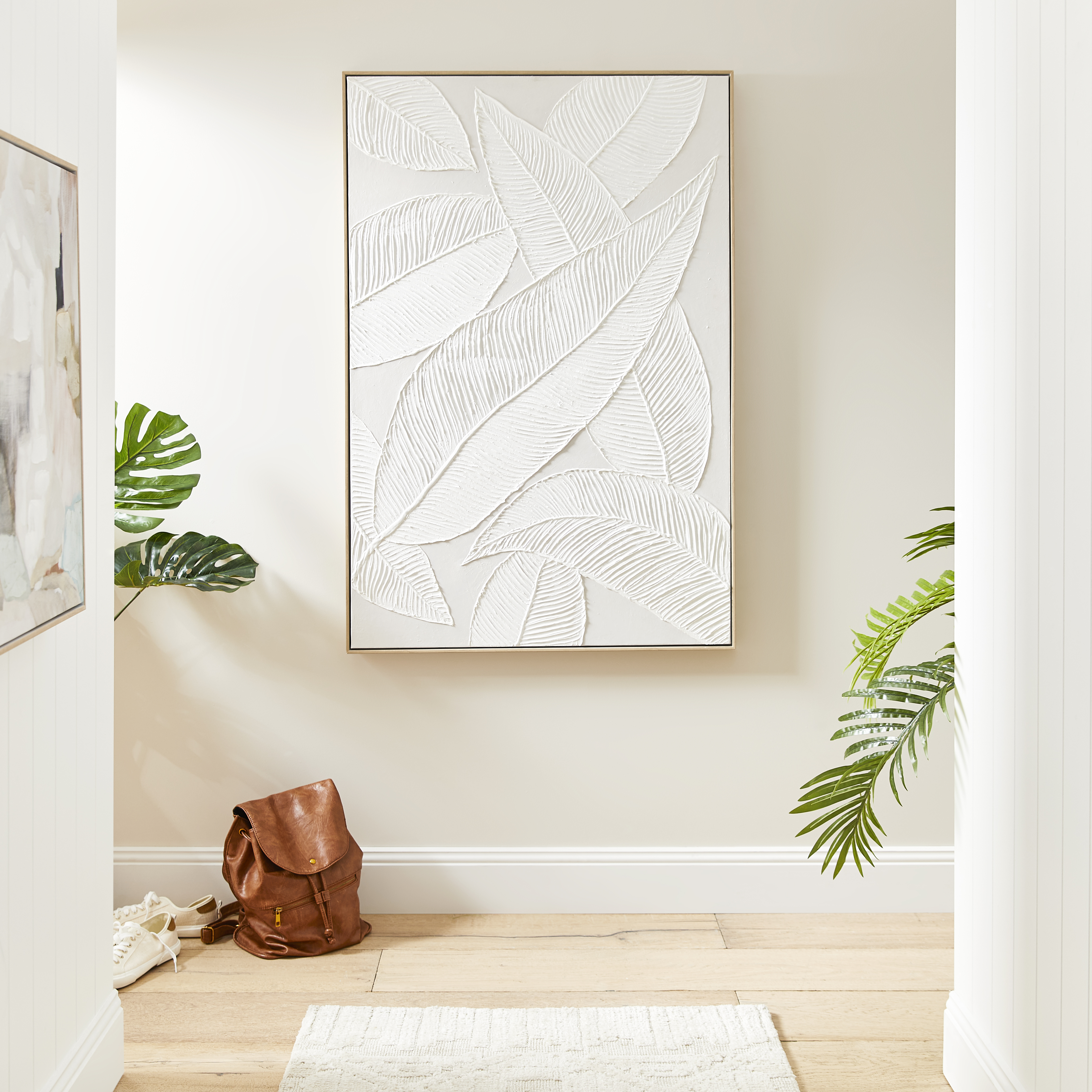 Moma White Leaves Canvas