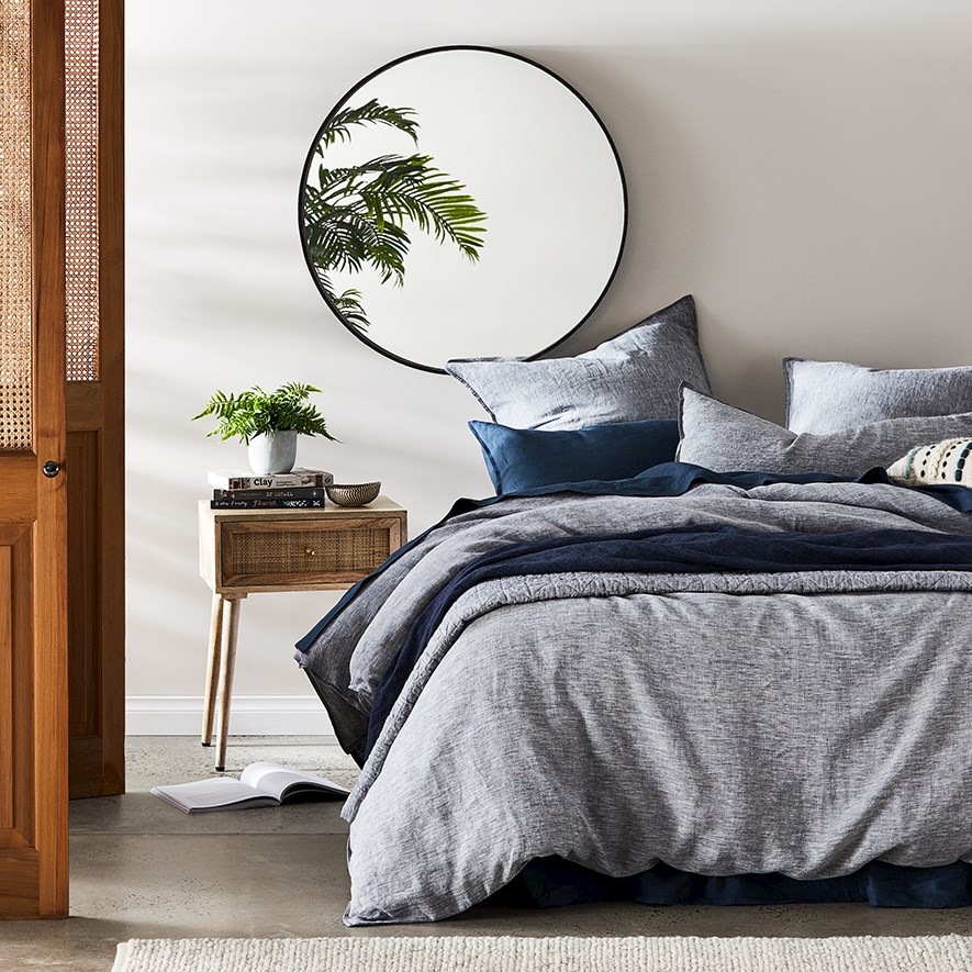 Vintage Washed Linen Indigo Quilt Cover Separates