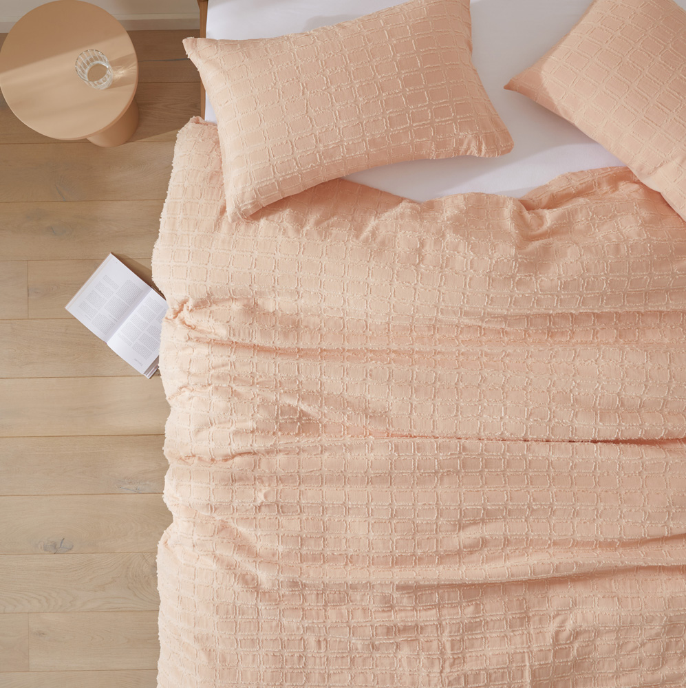 Sophie Peach Jacquard Quilt Cover Set