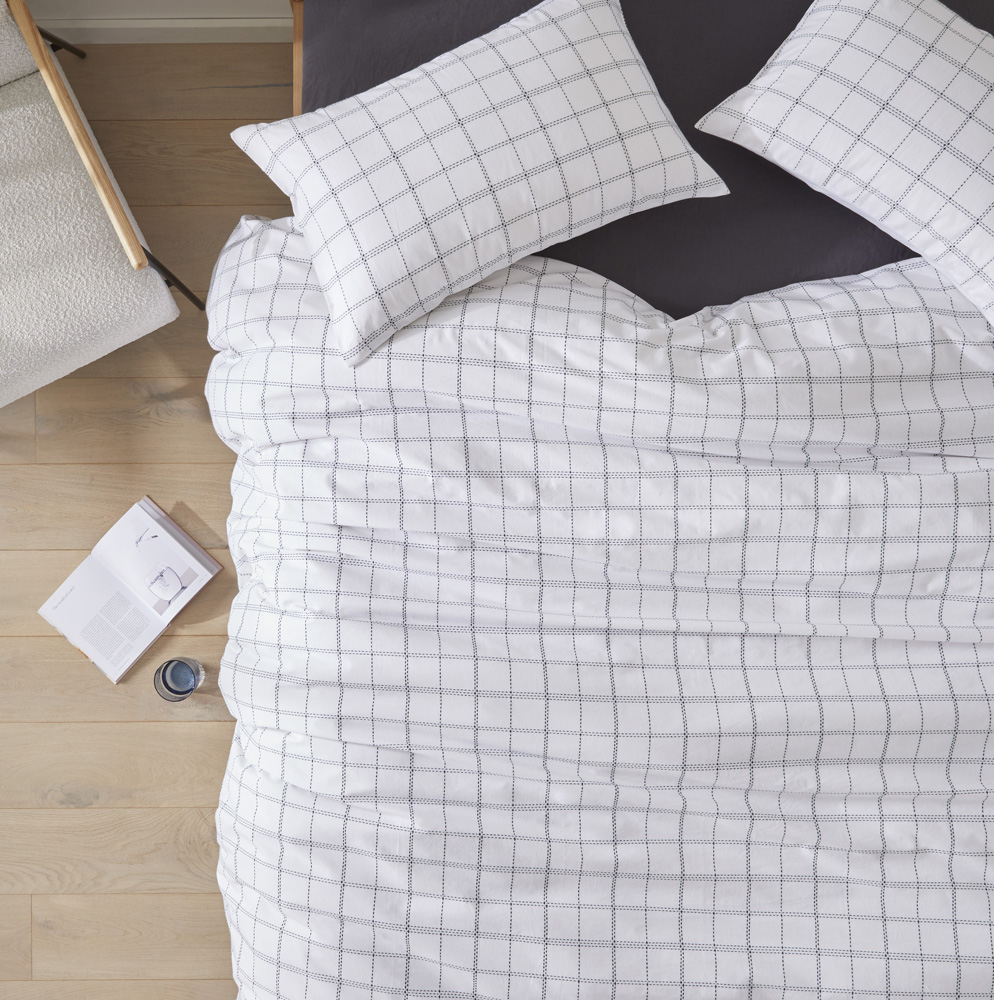 Toby Check White Quilt Cover Set
