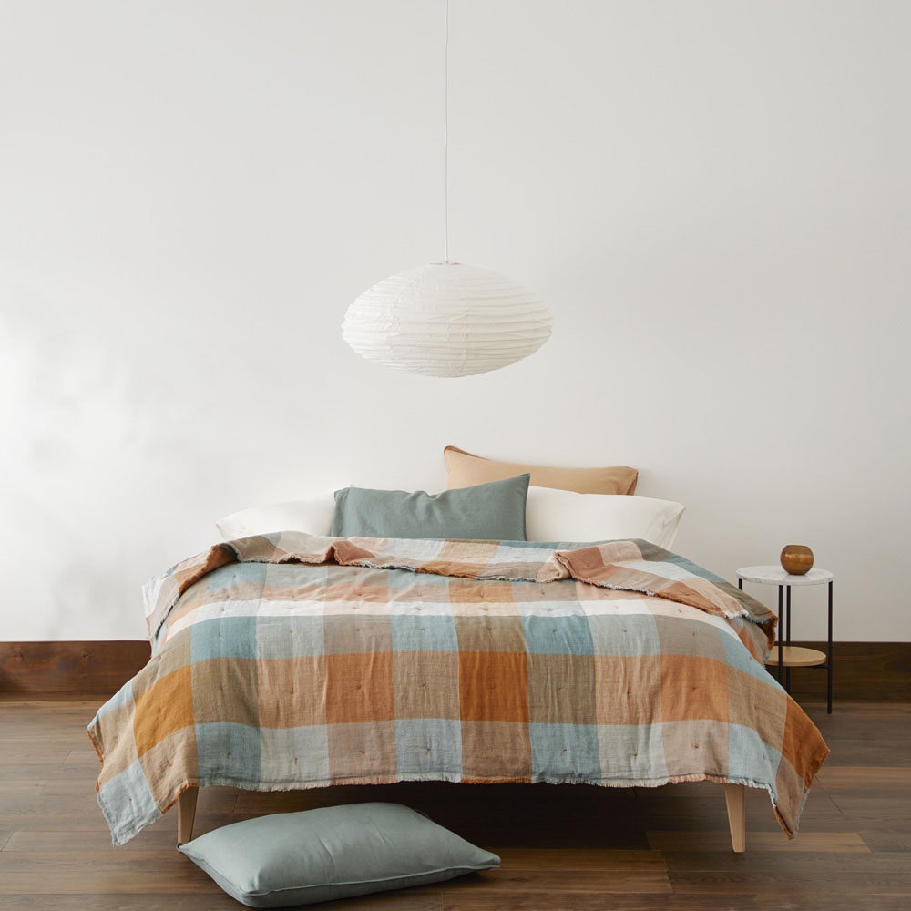 Rae Malmo Green and Brown Check Blanket