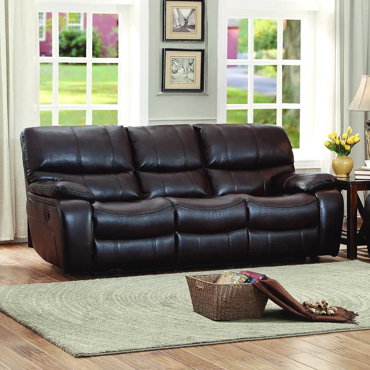 Ector 88'' Faux Leather Pillow Top Arm Reclining Sofa