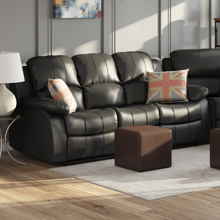 Mccubbin 83'' Leather Match Pillow Top Arm Reclining Sofa