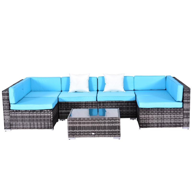 Outsunny 7 Piece Rattan Sofa Set Outdoor Furniture Patio Set