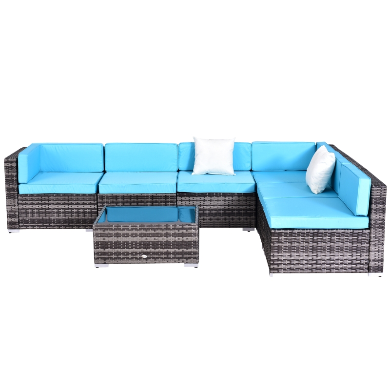 Outsunny 7 Piece Rattan Sofa Set Outdoor Furniture Patio Set