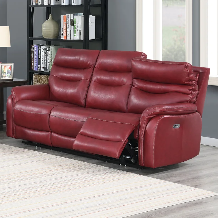 Aonghus 84'' Leather Match Pillow Top Arm Reclining Sofa