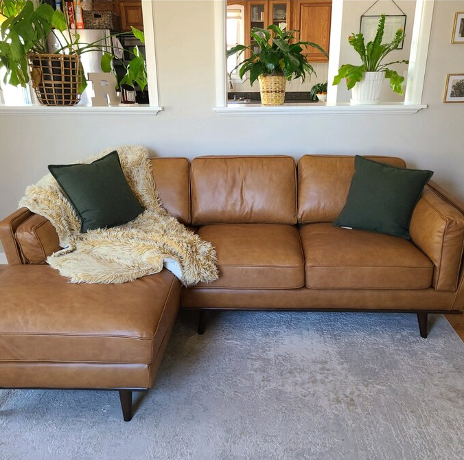 Marquette 92.9′′ Wide Genuine Leather Sofa & Chaise