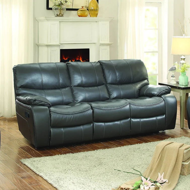 Ector 88'' Faux Leather Pillow Top Arm Reclining Sofa