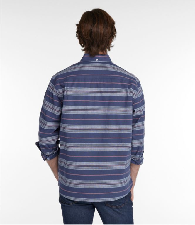 Men's Comfort Stretch Chambray Shirt, Traditional Untucked Fit, Long-Sleeve, Stripe