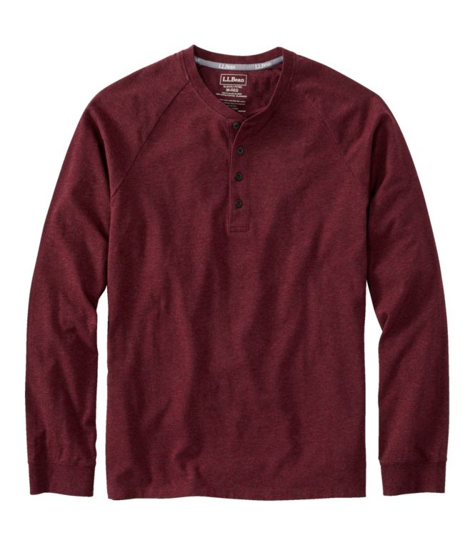 Men's Comfort Stretch Pima Tee Shirt, Long-Sleeve Henley