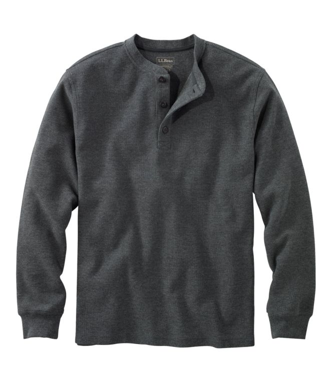 Men's Unshrinkable Mini-Waffle Henley, Long-Sleeve Traditional Fit