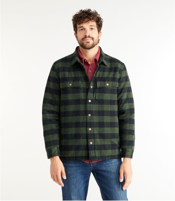 Men's PrimaLoft Lined Chamois Shirt Jac, Traditional Untucked Fit, Plaid
