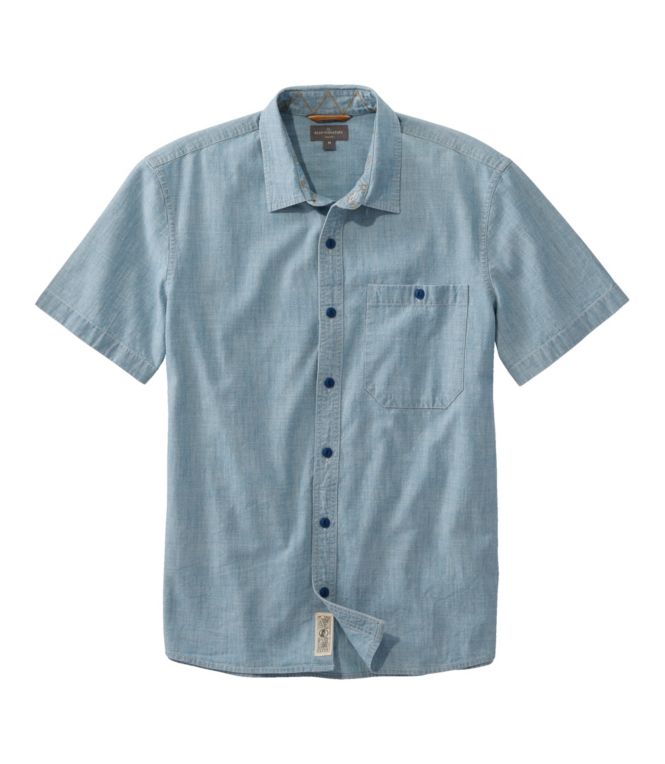 Men's Signature Woven Cotton Shirt, Short-Sleeve, Slim Fit