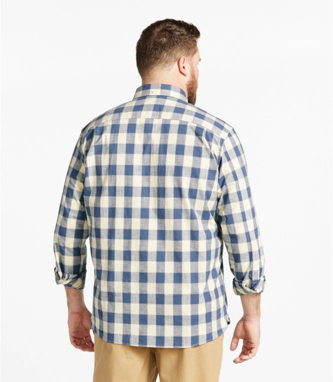 Men's Comfort Stretch Chambray Shirt, Traditional Untucked Fit, Long-Sleeve, Print