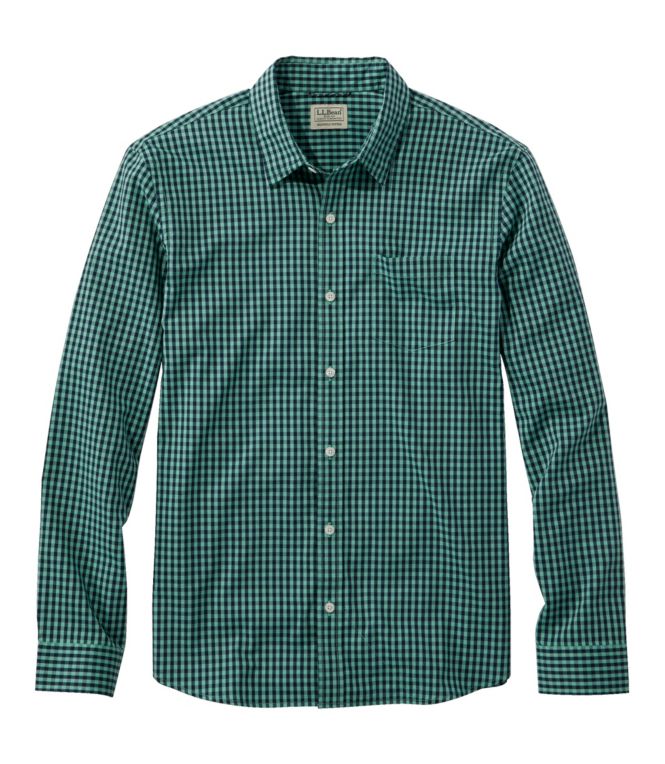 Men's Comfort Stretch Performance Shirt, Long-Sleeve, Slightly Fitted Untucked Fit, Plaid