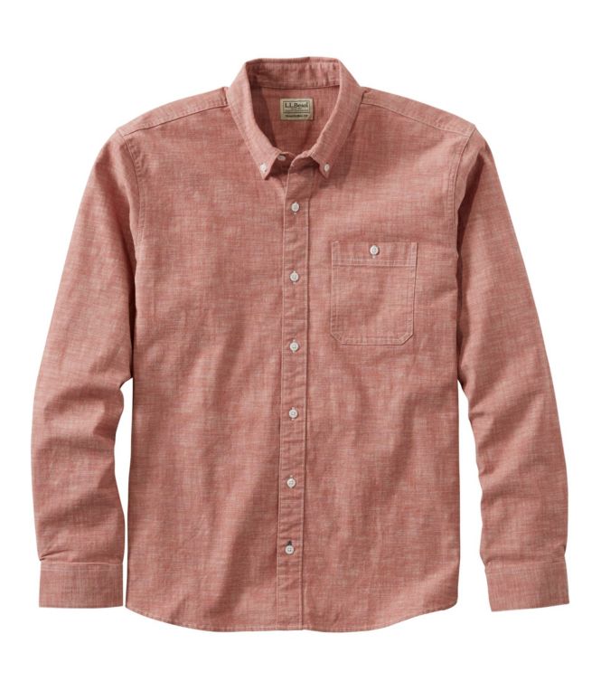 Men's Comfort Stretch Chambray Shirt, Traditional Untucked Fit, Long-Sleeve