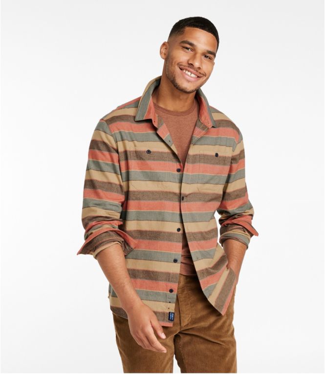 Men's Wicked Soft Flannel Shirt, Stripe, Slightly Fitted Untucked Fit